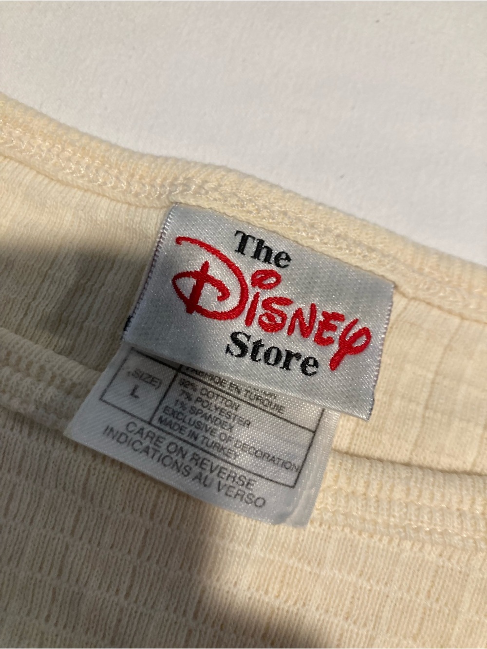 Vintage The Disney Store Cream Ribbed Long Sleeve Top with Subtle Logo Tag - Picture 3 of 11